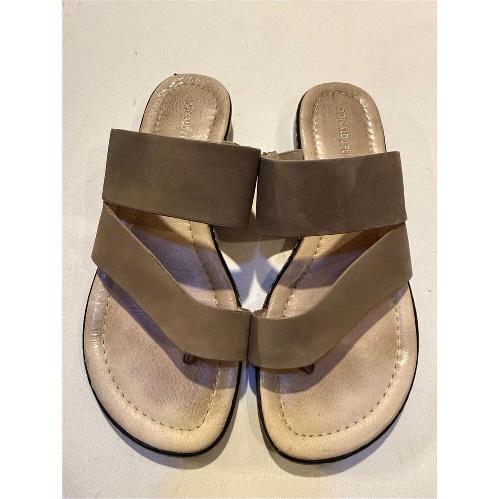 Donald J. Pliner Taupe Crossover Strap Slide Sandals